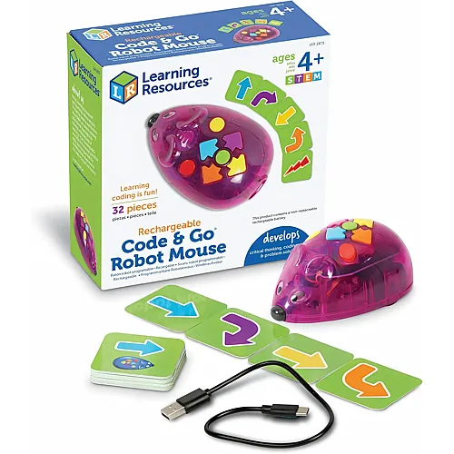 Learning Resources Code & Go Roboter-Maus, wiederaufladbar, Spielzeug f�r 4-j�hrige Jungen und M�dchen, bildschirmfreier interaktiver