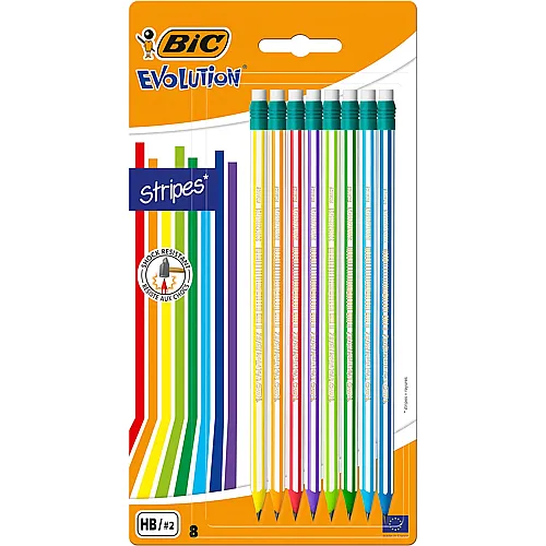 BIC Evolution Bleistifte mit Radiergummi, 8 Stk.