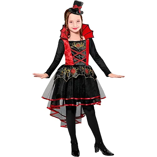 Kostm Vampirin Kleid mit Minihut 116cm