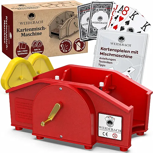Weidebach Kartenmischmaschine mit Goldener Kurbel Rot