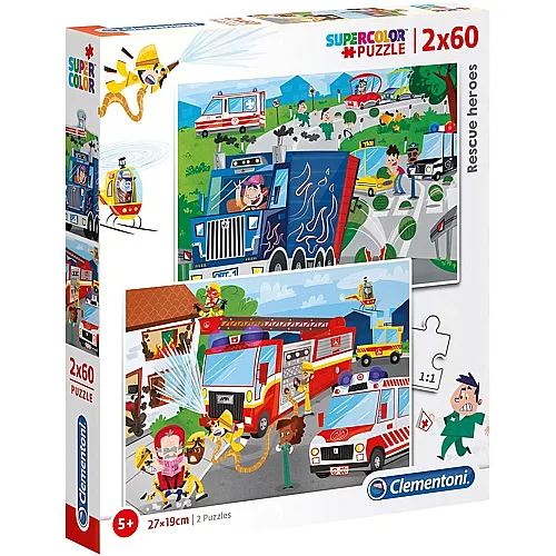 Clementoni Puzzle Supercolor 2in1 Heldenhafte Retter - 60 Teile