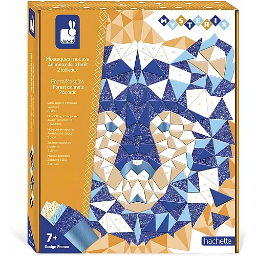 Janod Mosaik-Set f�r Kinder Waldtiere - Mysterix - Bastel-Set f�r Kinder - 2 Bilder zum Anfertigen - Schaumstoffaufkleber