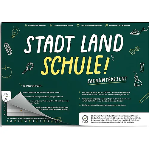 Simon & Jan Spiele Stadt Land Schule - Sachunterricht (DE)