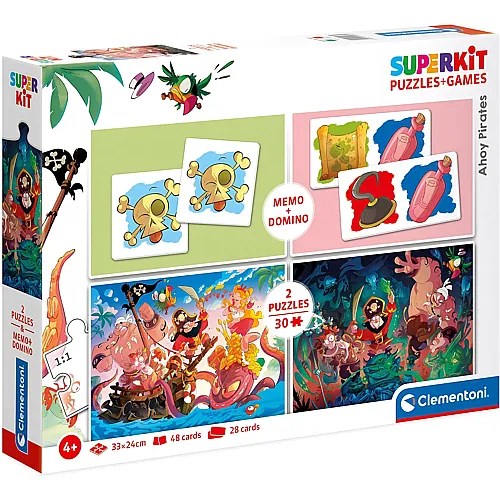 Clementoni Puzzle Superkit Pirates + Memo + Domino - 30 Teile
