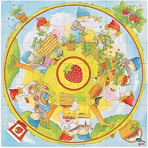 Goki XXL Puzzle - Wir pflanzen Erdbeeren (49Teile)