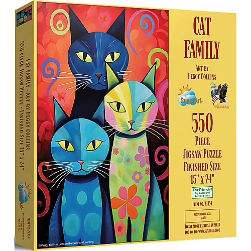SunsOut Puzzle Peggy Collins Katzenfamilie - 550 Teile