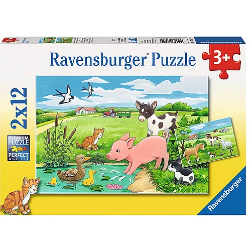 Ravensburger Puzzle Tierkinder auf dem Land (2x12)