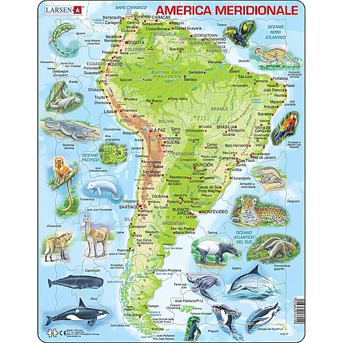 Larsen Puzzle Topographische Karte Südamerika (Italienisch) - 65 Teile