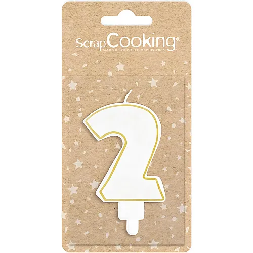 ScrapCooking Kerze 2 Weiss / Gold
