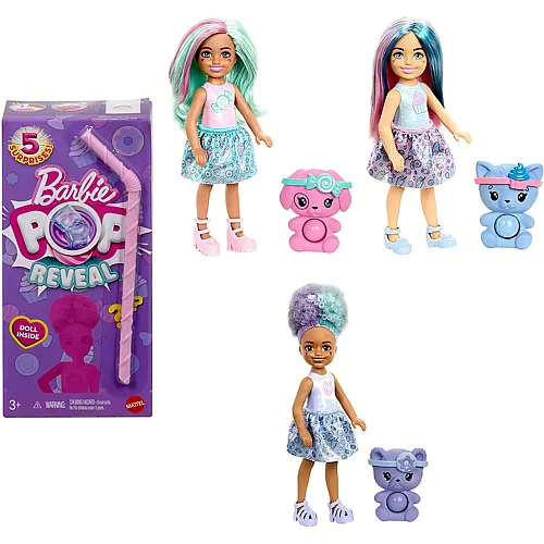 Barbie Pop Reveal Chelsea Puppe, Treat-Serie mit 5 �berraschungen