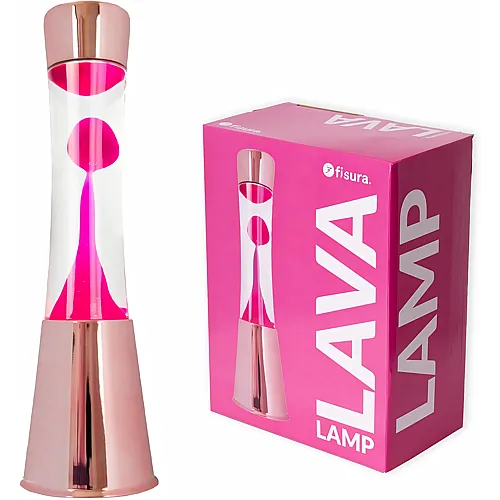 Fisura Lavalampe Ros�goldfarbener Chromsockel, transparente Fl�ssigkeit und rosa Lava