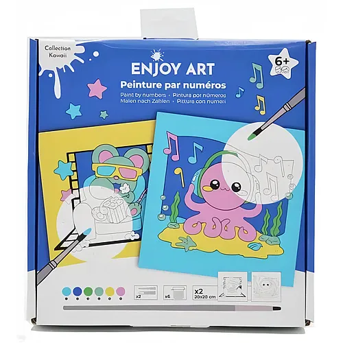 OZ International Enjoy Art Peinture Par Numeros 20x20cm Junior Kawaii Souris