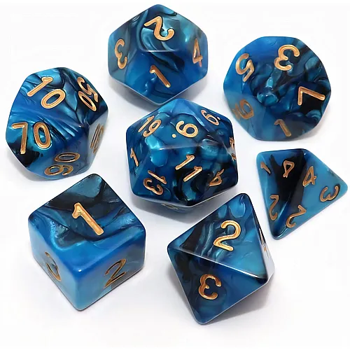 Polyedrisches W�rfelset f�r Dungeon and Dragons Blau/Schwarz