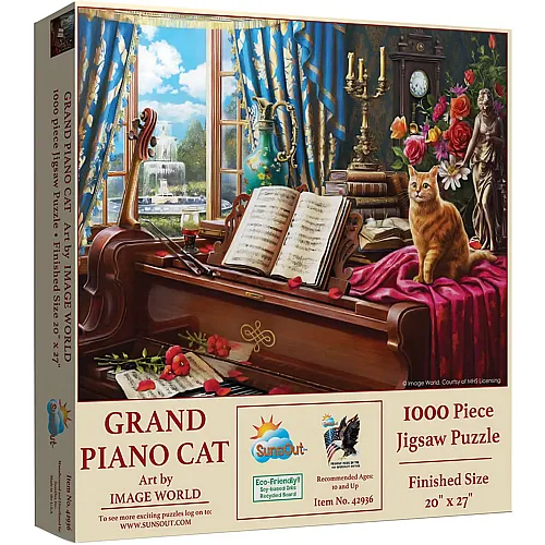 SunsOut Puzzle Image World Grand Piano Cat - 1000 Teile
