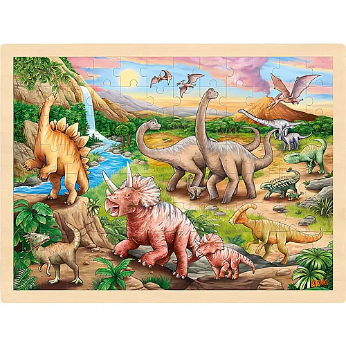 Goki Einlegepuzzle Dinosaurierwanderung - 96 Teile