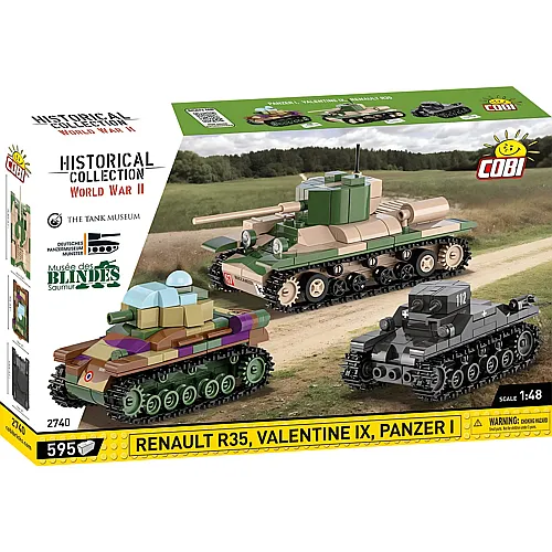COBI Historical Collection Renault R35, Valentine IA, Panzer I 2740