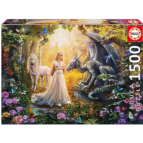 Educa Puzzle Dragon, Princess and Unicorn (1500Teile)