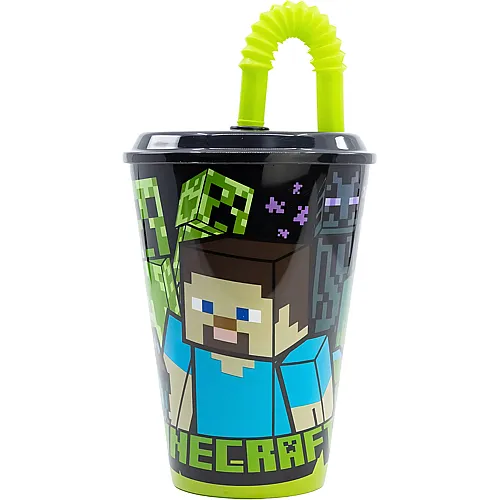 Trinkbecher mit Deckel & Strohhalm 430ml