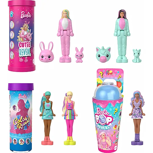 Mini BarbieLand Reveal-Puppen 5er-Set, ca. 4 cm grosse Puppen mit �berraschung beim Auspacken, verschiedene Reveals (Stile k�nnen abweichen), JCB27