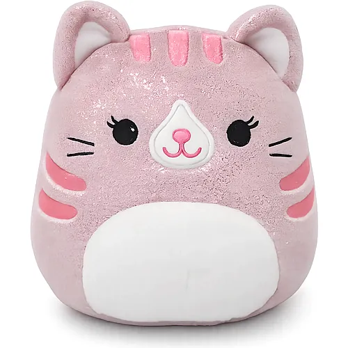 Squishmallows Pl�sch Glitzer-Katze  Laura mit weissem Bauch Pink - 30 cm