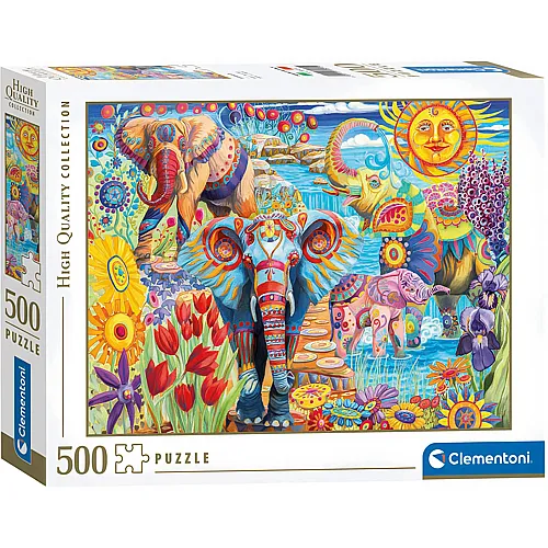 Clementoni Puzzle High Quality Collection Artwork Elefantenkarneval (500Teile)