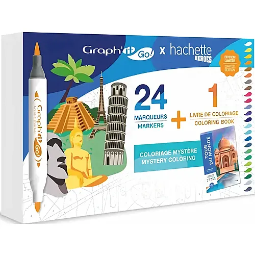 Graph'it GO Set DE 24 Marqueurs + Livre Hachette - Tour DU M