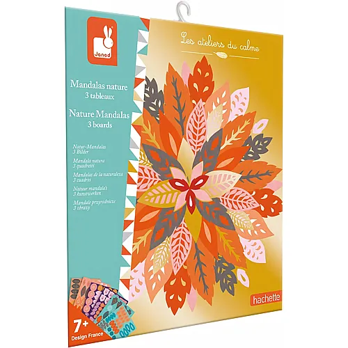 Janod Die Werkst�tten der Ruhe - 3 Mandalas Natur - Bilder zum Mandala-Komponieren - Kreativset f�r Kinder - F�rderung der