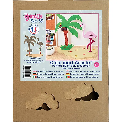 Gomille Rosa Flamingo / Palme - Deko 3D