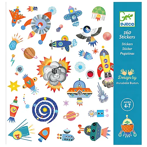 Djeco Kreativ Stickers Sticker Weltraum (160Teile)