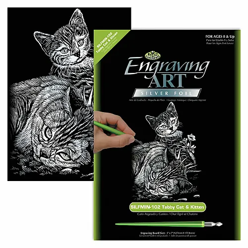 Royal & Langnickel R&l Gravures D'art Mini Argent Chatte & Son Petit 14x20cm