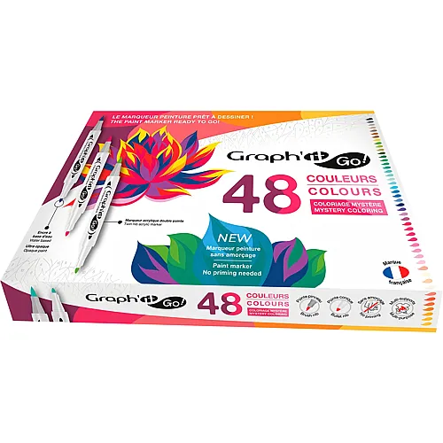 Graph'it GO Set DE 48 Marqueurs Acrylique Coloriage Mystere