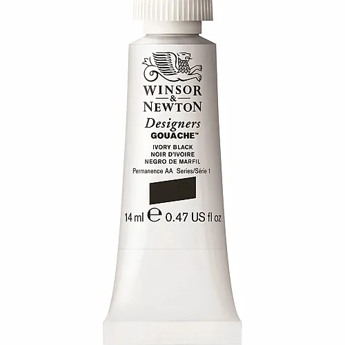 Winsor & Newton W&n Designers Gouache 14ml Tube Elfenbeinschwarz