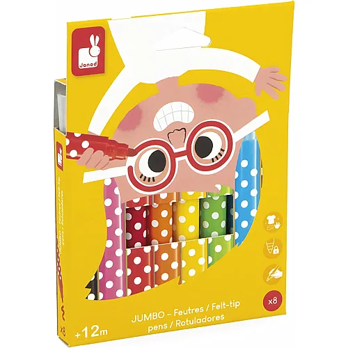 Janod Dicke Filzstifte f�r Kleinkinder - 8 Teile