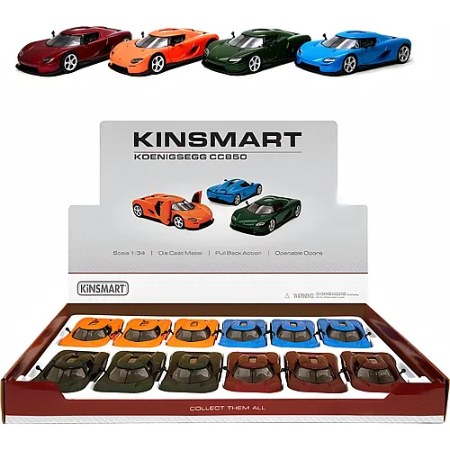 Sombo Koenigsegg CC850 ass. Display 12 cm, 1:36, R�ckaufzug, Spritzguss
