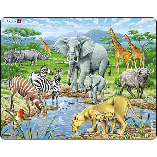 Larsen Puzzle Tiere der afrikanischen Savanne - 65 Teile