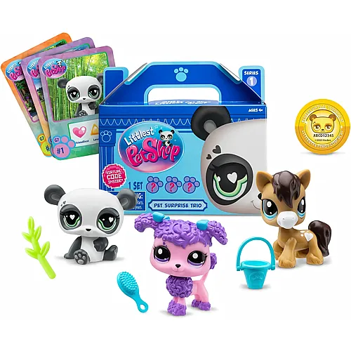 Bandai Littlest Pet Shop - 3 Haustiere �berraschung - Sammlertiere - Offizielle Lizenz - Niedliche kleine Tiere - BF00568