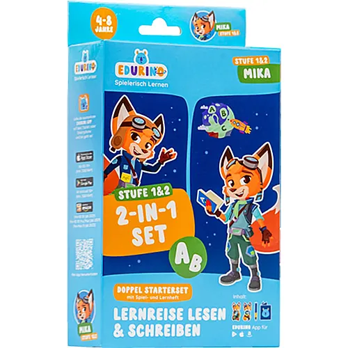 Edurino Doppelstarterset Mika, d Lernreise Lesen&Schreiben, Mika 1 und 2, Stift, App, ab 4 Jahren