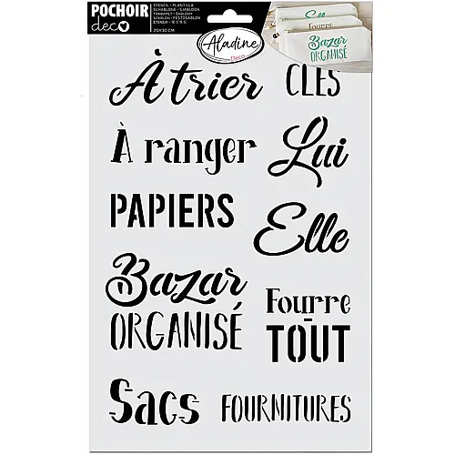 Aladine Pochoir deco Schablone Organisation - Fran�ais