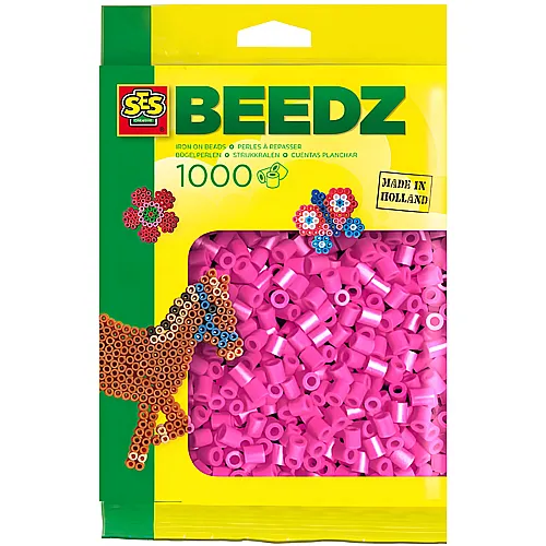 SES Beedz Bgelperlen Nachfllpack Neon-Rosa (1000Teile)