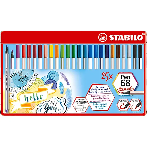 Stabilo Premium-Filzstift mit Pinselspitze Pen 68 brush - 25 Teile