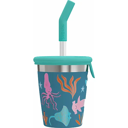 Sigg Kinderbecher mit Trinkhalm Blue World 0.35 L