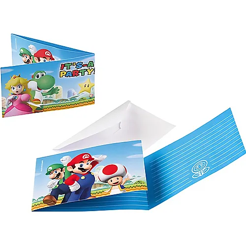 Amscan Super Mario Einladungskarten (8Teile)