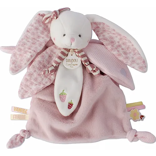 Doudou et Compagnie Schmusetuch Hase rosa 25cm