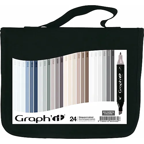 Graph'it LA Trousse DE 24 Marqueurs Mix Greys