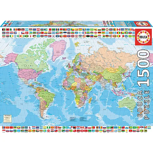 Educa Puzzle Politische Weltkarte (1500Teile)