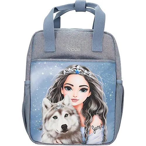 Depesche Top Model Wolf - Rucksack in Dunkelblau, mit Model Motiv, Sternen und Glitzer, Tasche mit verstellbaren Tr�gern