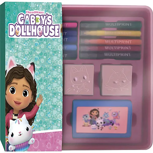 Multiprint Gabby's Dollhouse Stempeln und Filzstift-Set in Aufbewahrungsbox