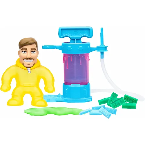 Moose Toys MRBEAST LAB Eigene Dehnbare MrBeast-Figur mit Schleimf�llung erschaffen mit der Kreationen-Station, 3 einzigartige Schleimf�llungen, Actionfigur Immer Wieder mischen, bef�llen und erschaffen