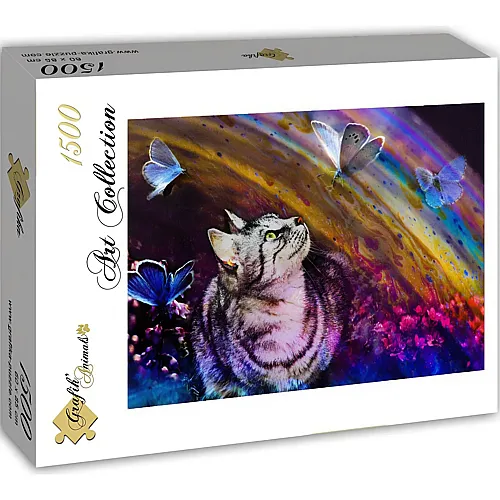 Grafika Puzzle Art Collection Katze und Schmetterlinge - 1500 Teile