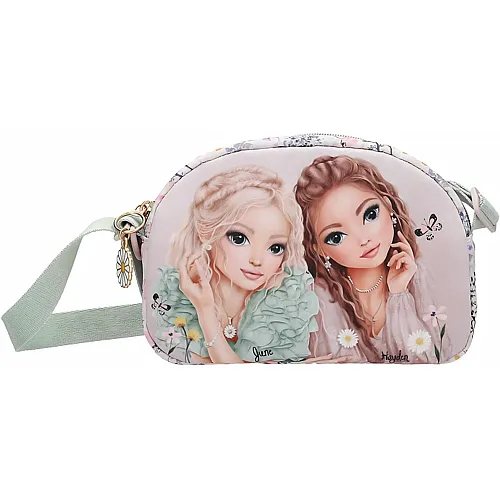 Depesche TOPModel Summer Feeling - Kleine Umh�ngetasche in Rosa, mit Model Motiv und Blumen Muster, Handtasche mit
